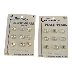 Costumakers Plasti-Pearl Buttons Vintage White Iridescent 7/16" Size 16 18pc NOS